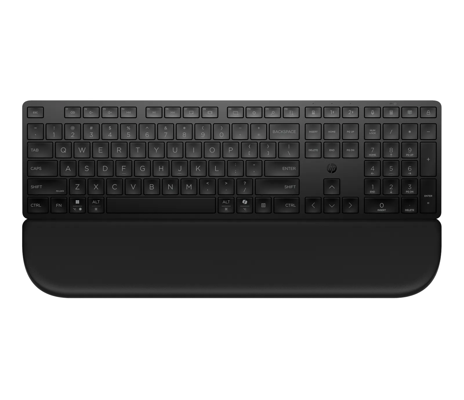 HP Multi-Device Dual-Mode Keyboard with Palm Rest 580K, top view