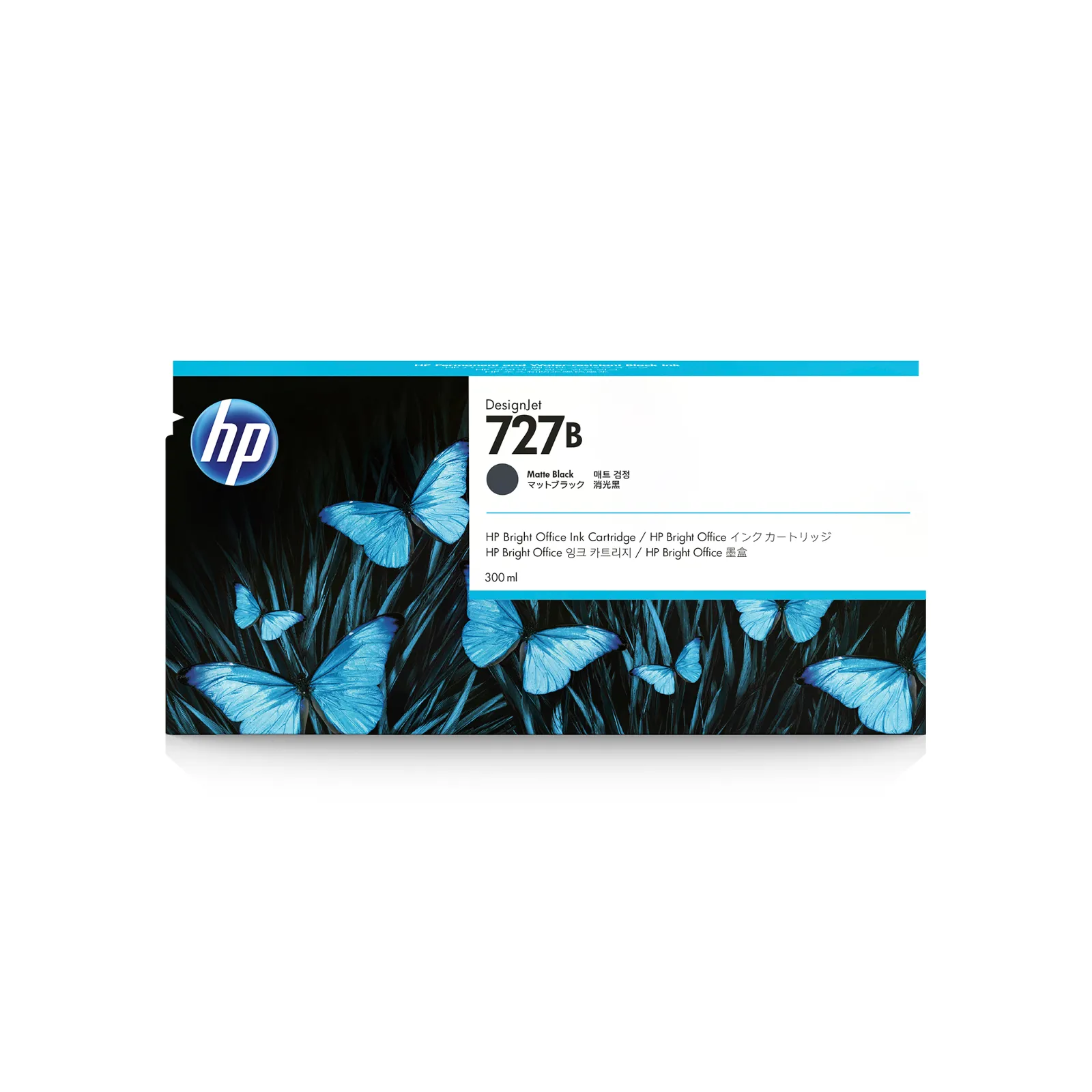 HP 727B 300-ml Matte Black DesignJet Ink Cartridge, front view