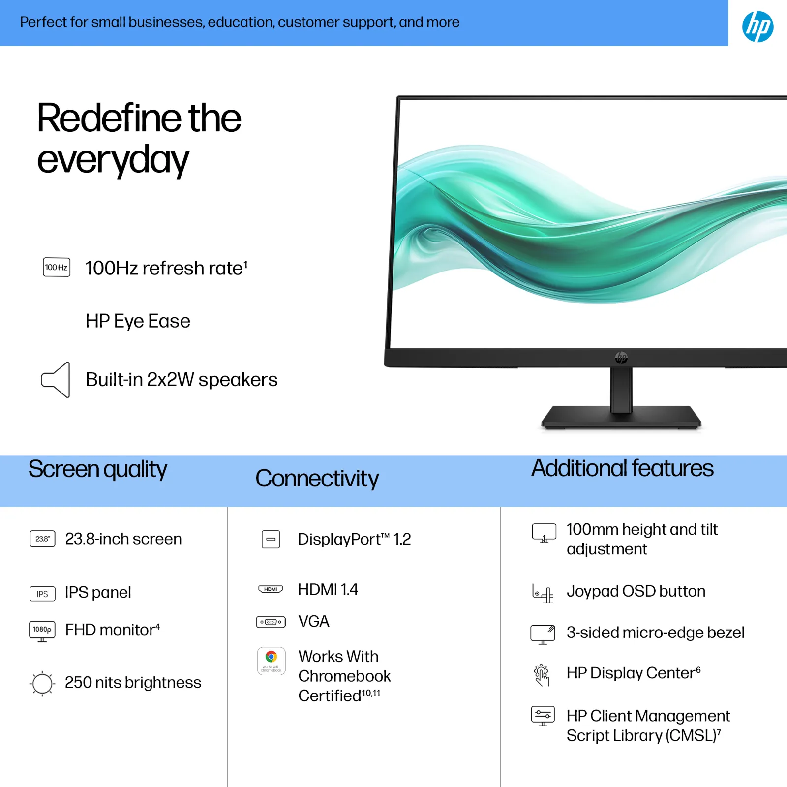 HP Series 3 Pro 23.8 inch FHD Monitor - 324ph computer monitor