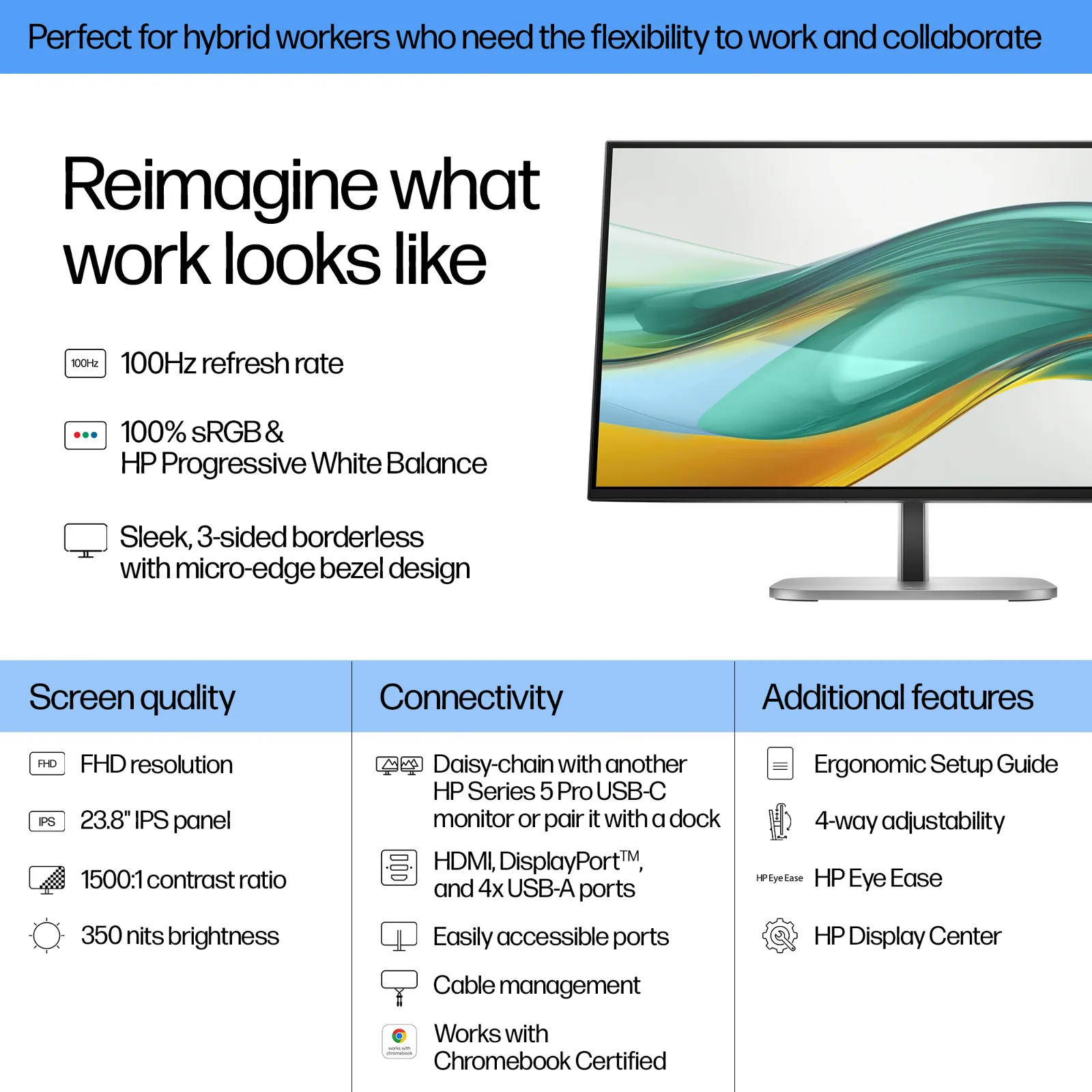 HP Series 5 Pro 23.8 inch FHD Monitor - 524pf computer monitor