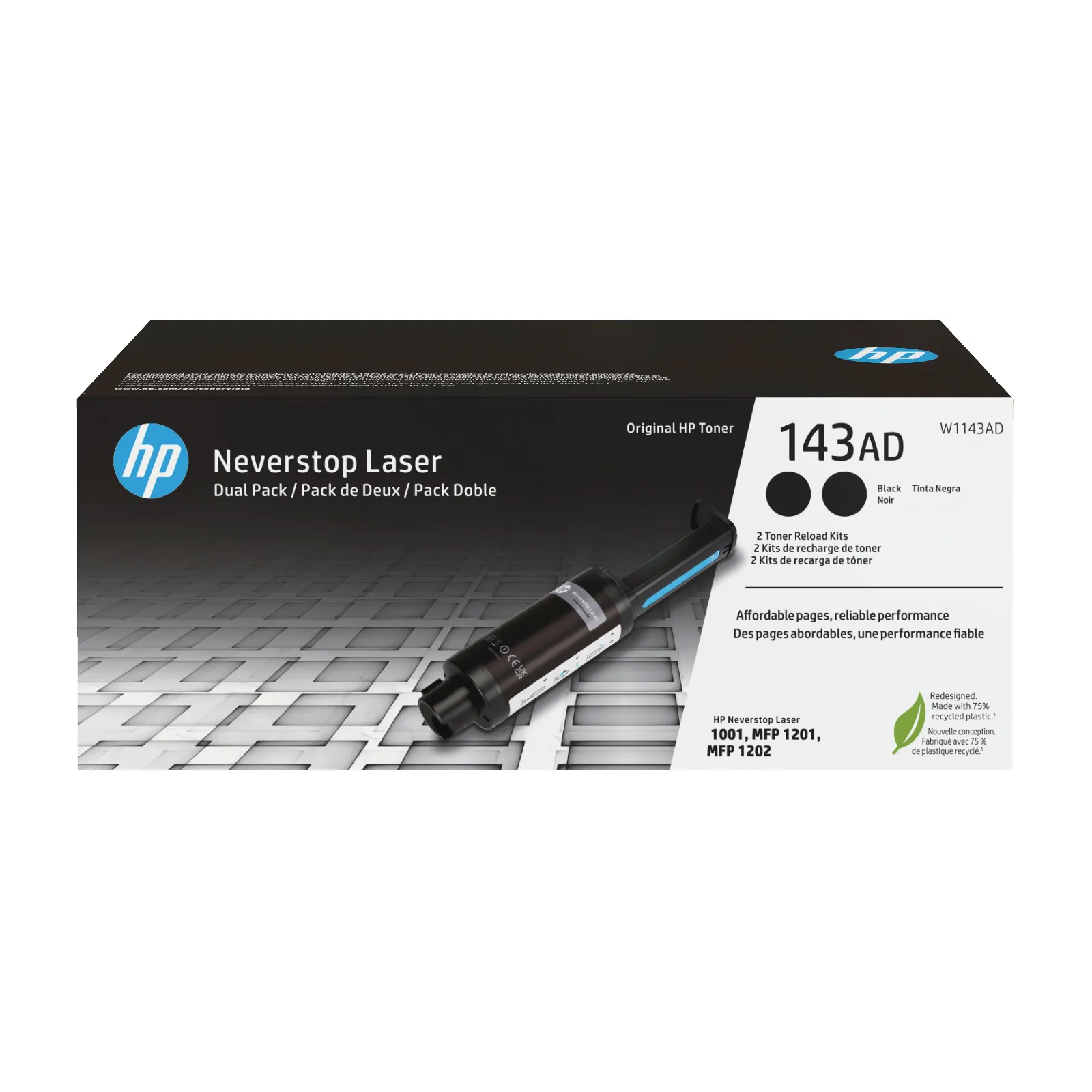 HP 143AD Dual Pack Black Original Neverstop Toner Reload Kit toner cartridge