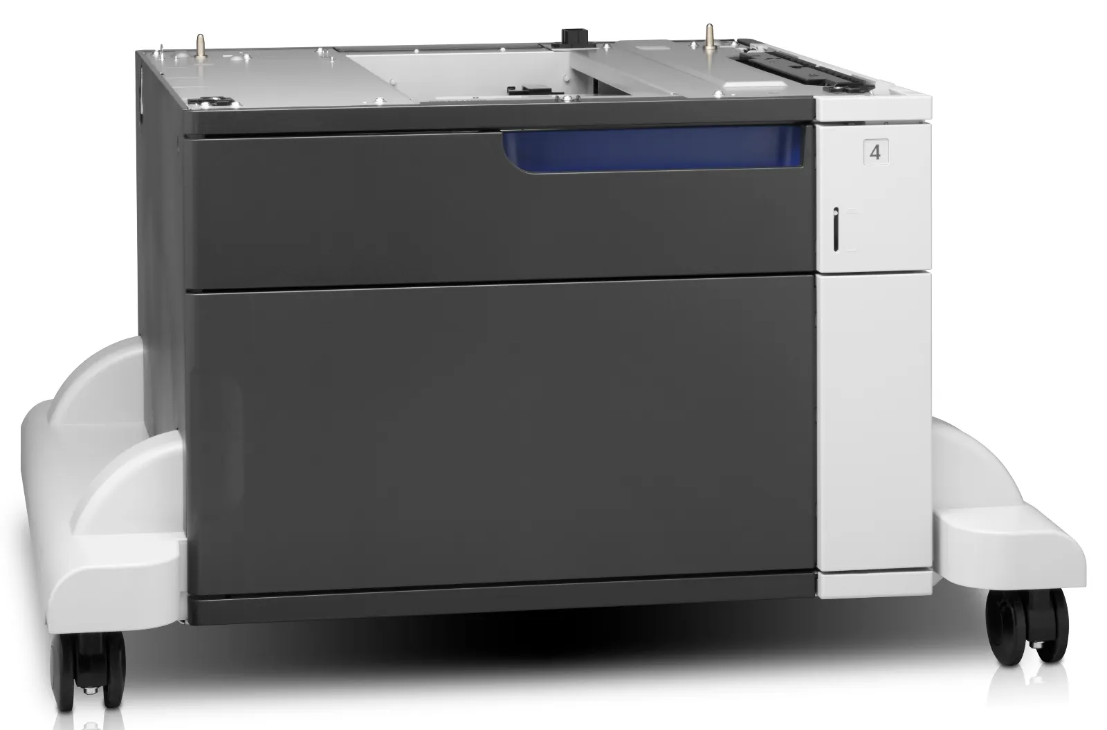 HP LaserJet 1x500-sheet Paper Feeder and Stand, right side view