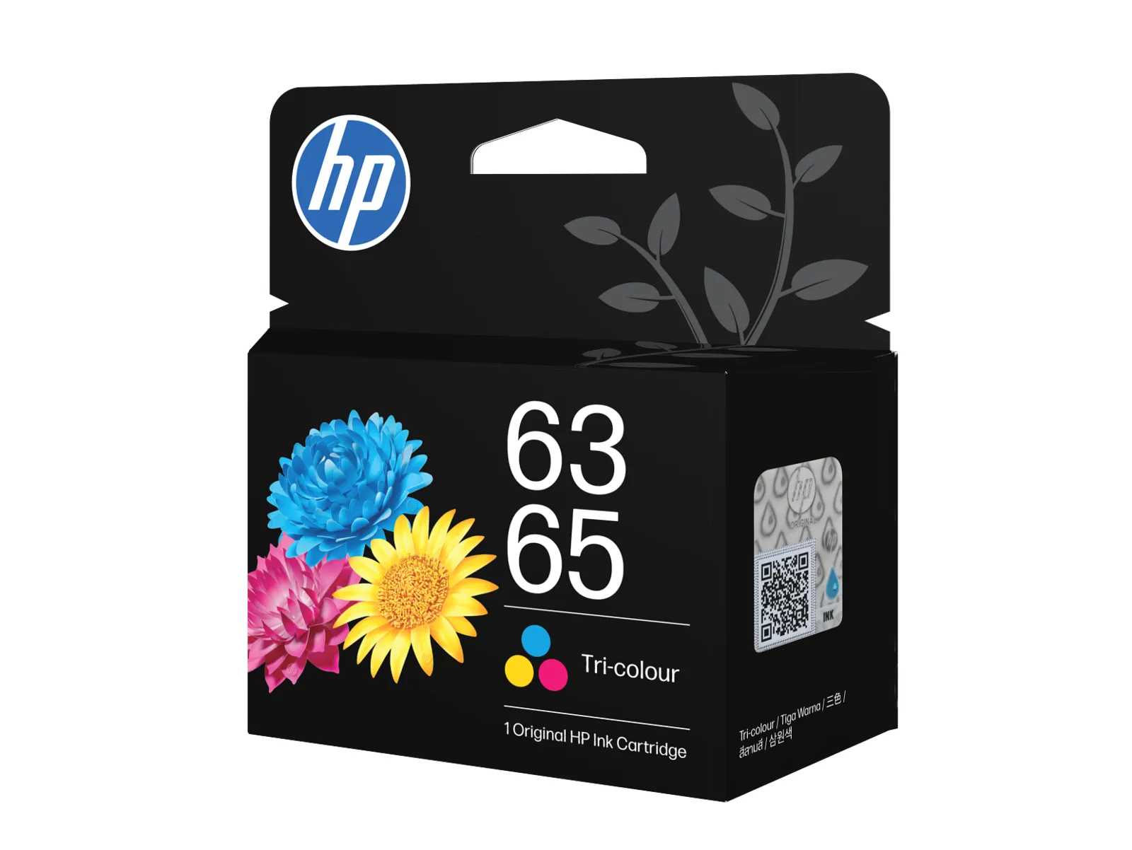 HP 63/65 Tri-color Original Ink Cartridge, right side view