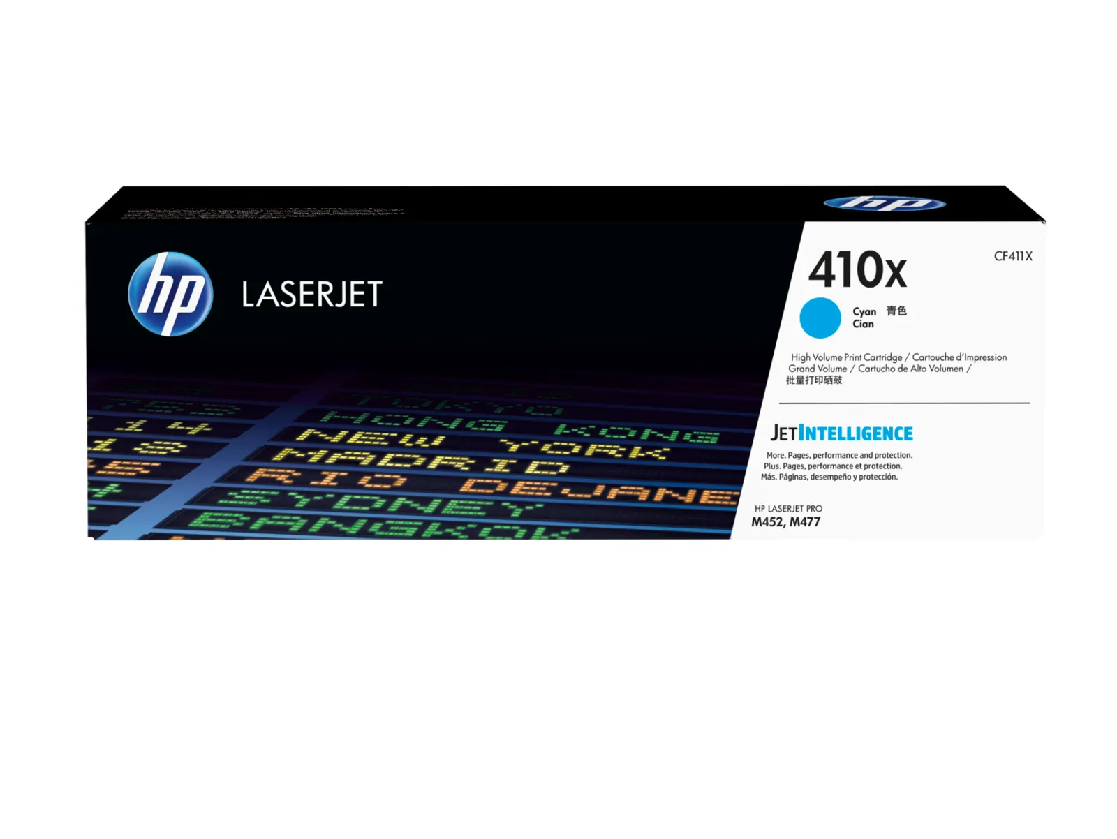 HP 410X High Yield Cyan Original LaserJet Toner Cartridge, front view