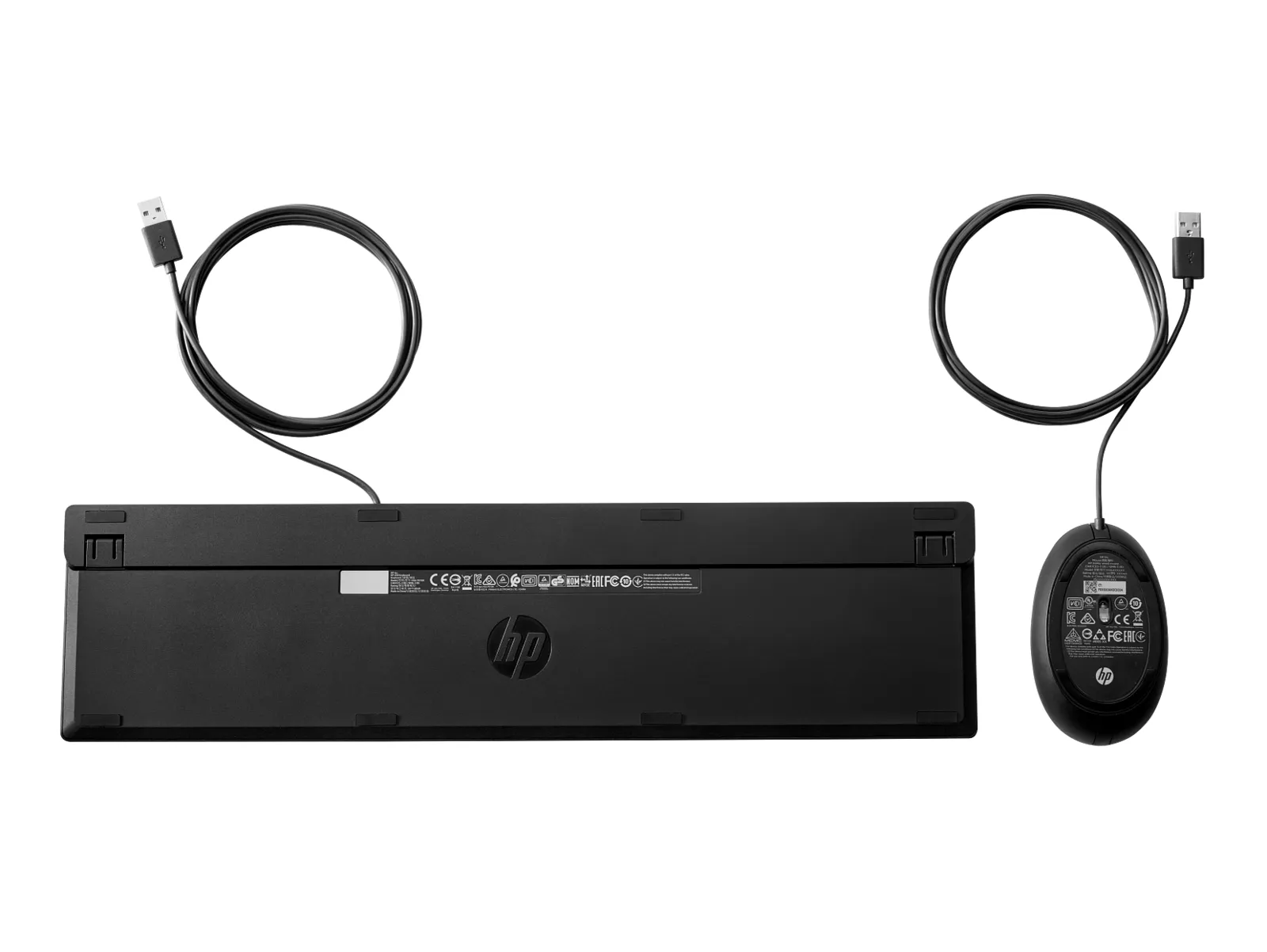 HP Wired Desktop 320MK Mouse and Keyboard, rear view