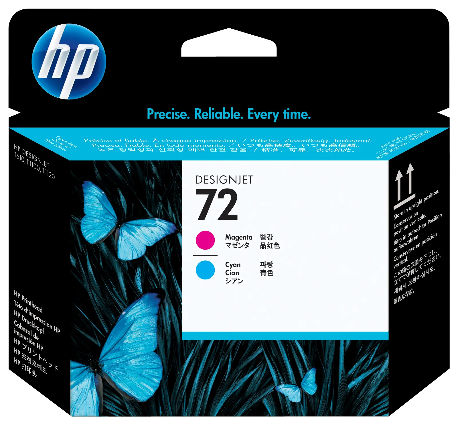 HP 72 Magenta and Cyan DesignJet Printhead, front view