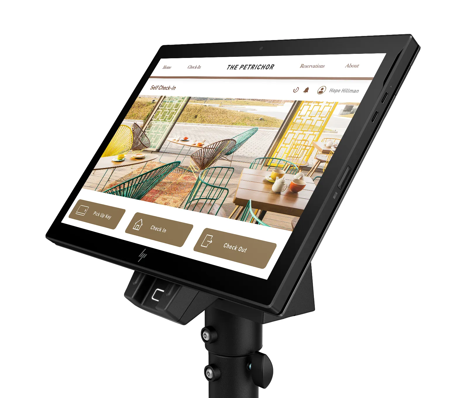 HP Engage Go Height Adjustable Pole, left side view