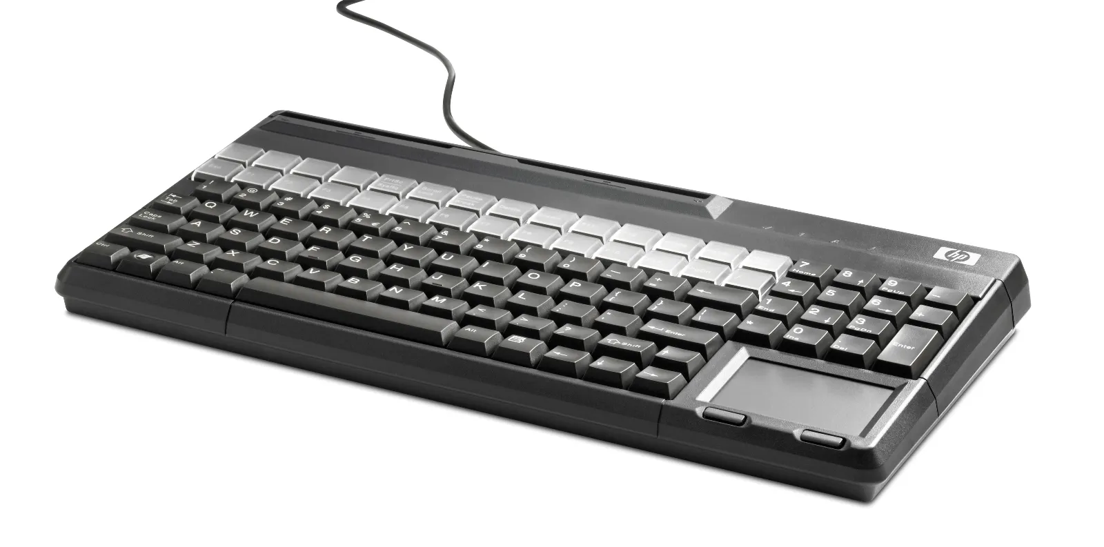 HP POS USB Keyboard with Magnetic Stripe Reader, left side view