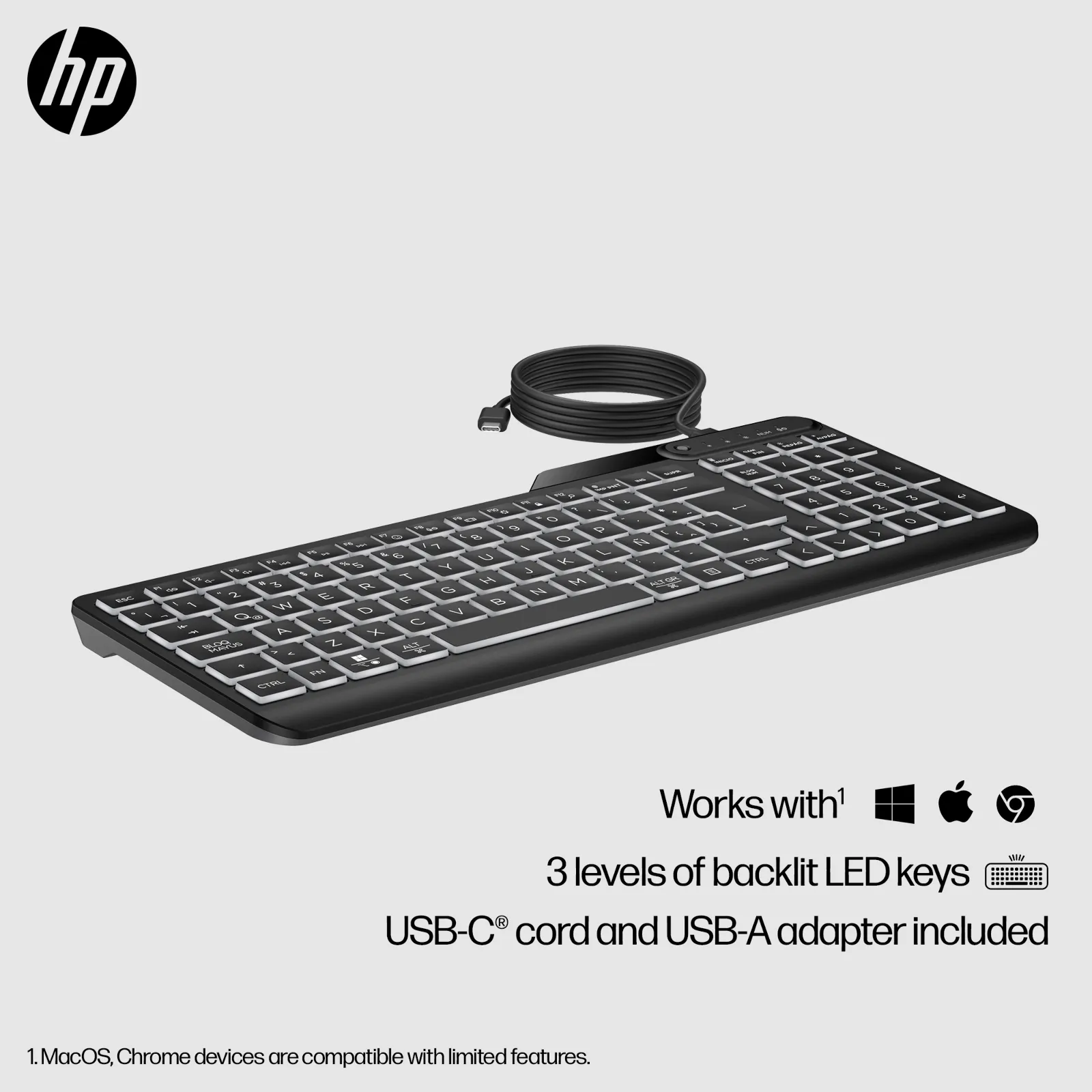 HP 405 Backlit Wired keyboard