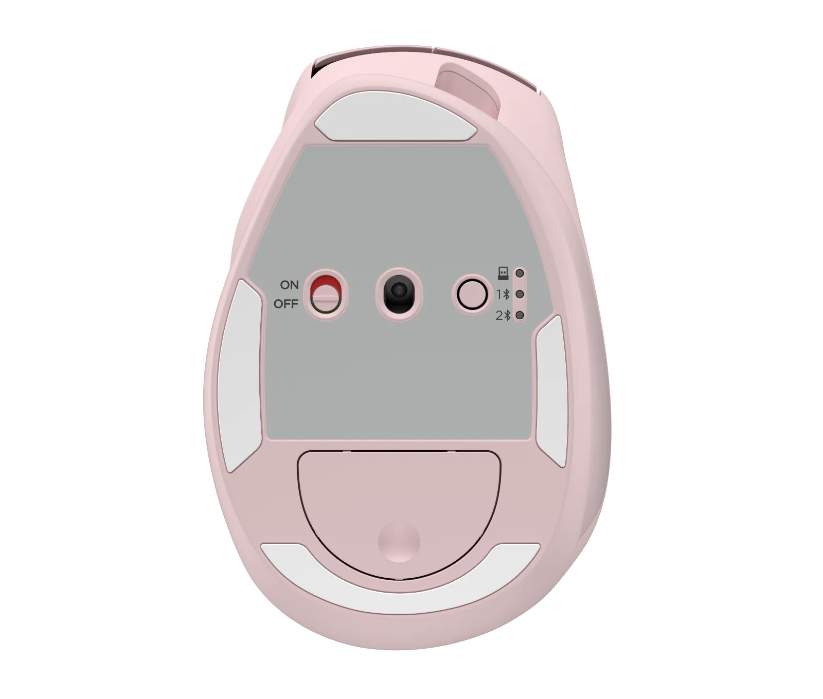 HP Tilt Ergonomic Pink Mouse 720M, underside view