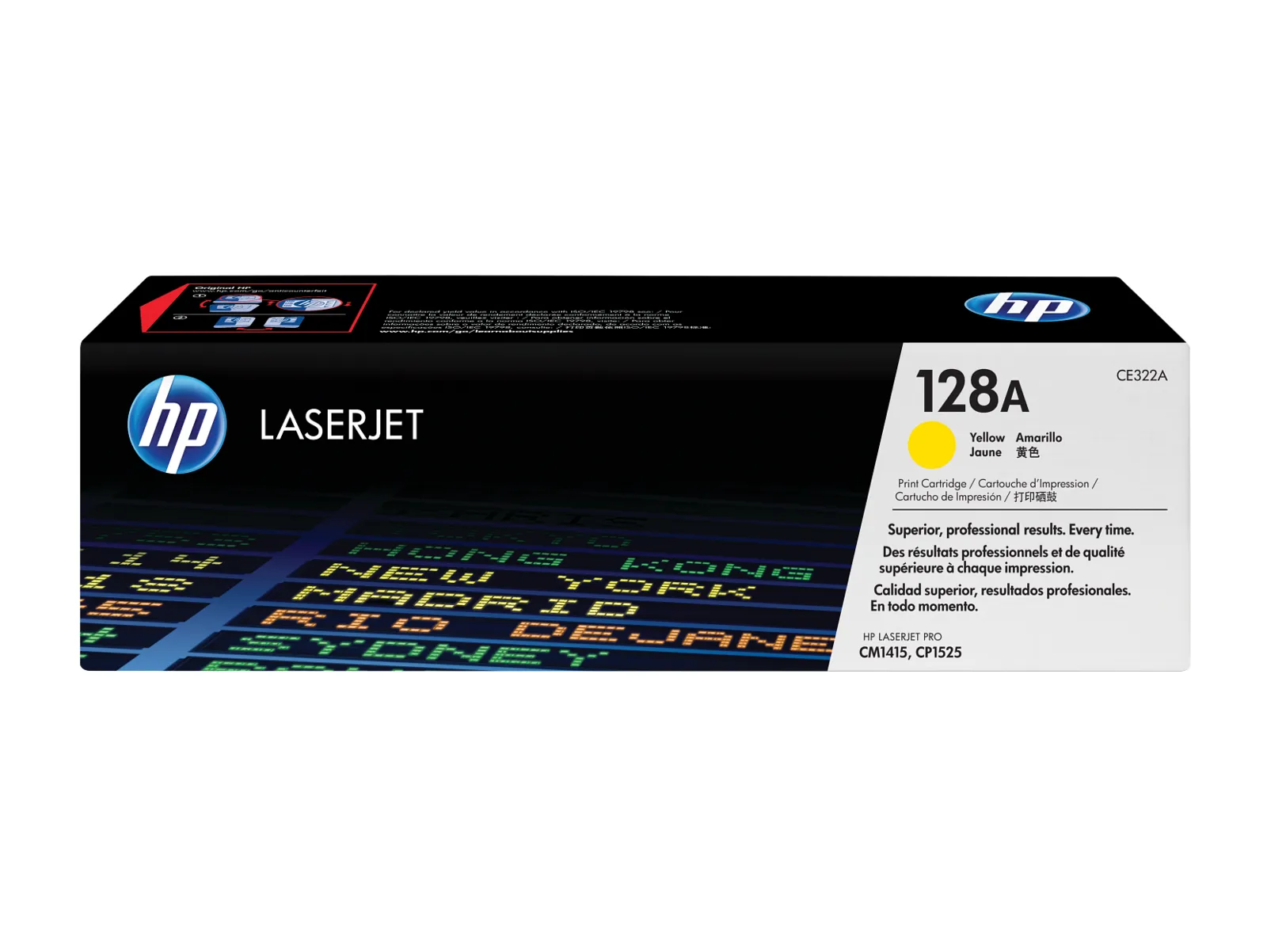 HP 128A Yellow Original LaserJet Toner Cartridge, front view