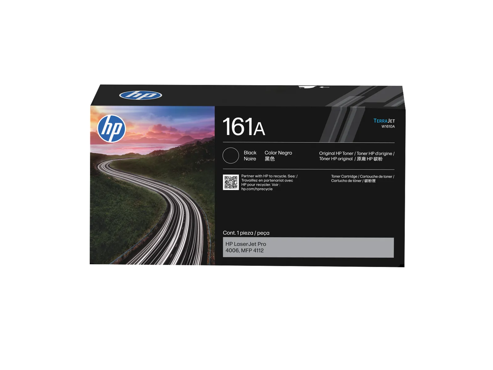 HP 161A Black LaserJet Toner Cartridge, front view