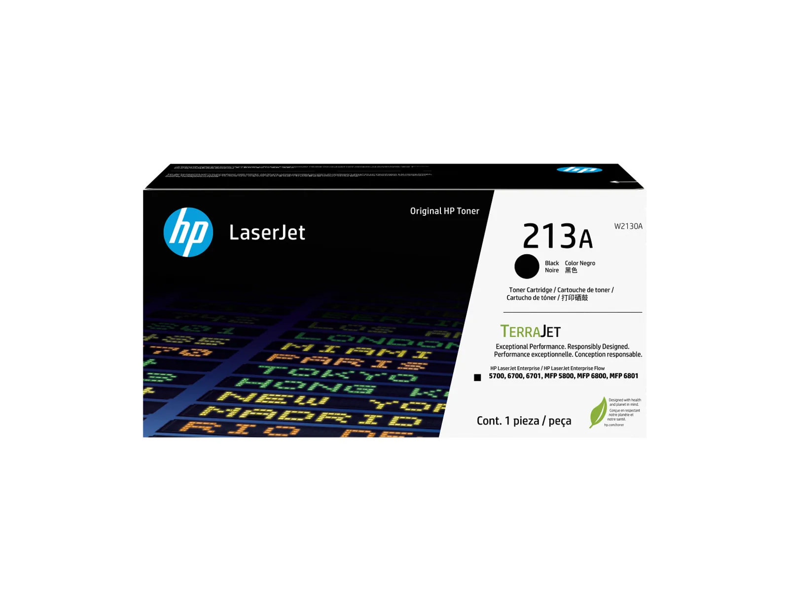 HP 213A Black Original LaserJet Toner Cartridge, front view